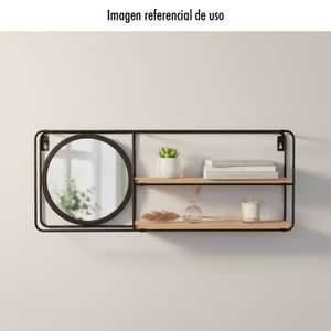 Estante metálico para pared con espejo redondo. - ORGILL