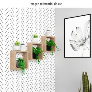 Set de tres repisas cuadradas flotantes en color nogal oscuro. - MUEBLE FÁCIL