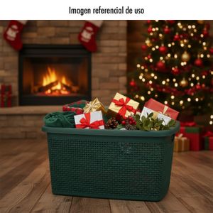 Cesto navideño "Spirella" tamaño Large en color verde. - PLAPASA