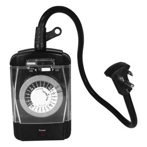 Timer de uso pesado de 24h con dos tomas para exterior. - POWER ZONE