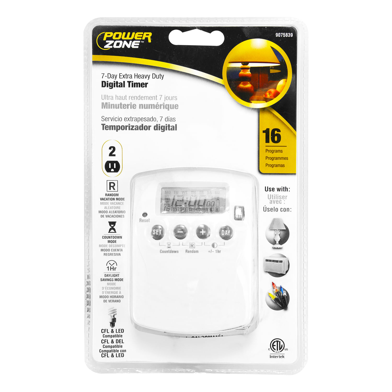 Timer digital de 7 días con 2 tomas para uso en interior. - POWER ZONE ...