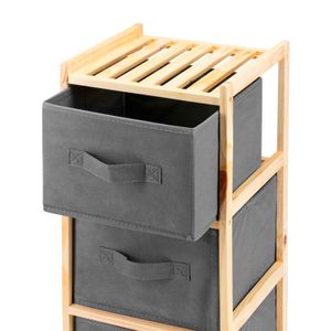 Armario de madera de pino moderno con 3 cajones de tela color gris, de 65 x 27,5 x 25,4 cm. - ORGILL