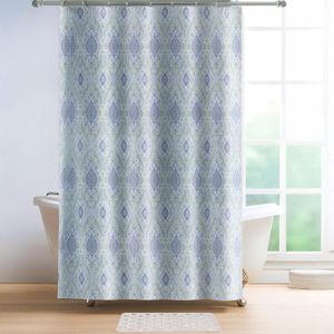 Pack de cortina para baño con diseño floreado y alfombra rectangular antideslizante. - PALM SPRINGS HOMES