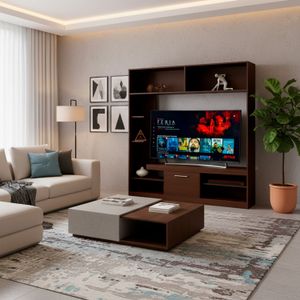 Centro de entretenimiento Anush Wengue, para TV de hasta 65" Humo - MUEBLE FACIL