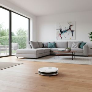 Aspiradora Robot RCV1, circular, blanco, limpieza 3 en 1, sube gradas de hasta 10mm. - KARCHER