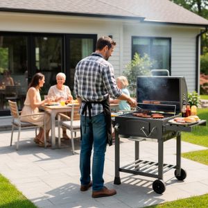 Parrilla de carbón de 2 mesas con estructura de acero reforzado. - K PRO