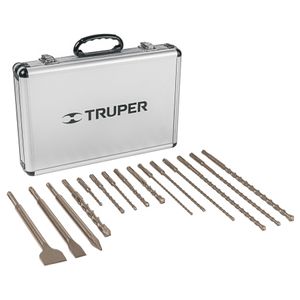 Juego de 15 brocas y cinceles SDS PLUS de acero al cromo con estuche. - TRUPER