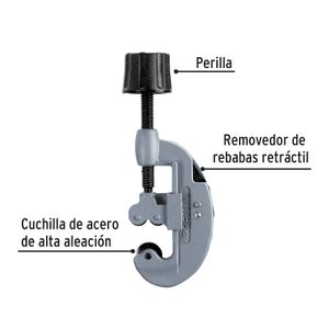 Cortador de tubo de cobre con apertura 1/8" a 1-1/8" y cuchilla de acero de 17 mm. - PRETUL