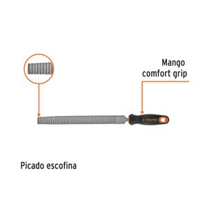 Lima media caña de 10" ESCORFINA con mango Comfort Grip. - TRUPER