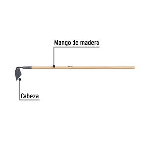 Azadón jardinero con cabeza de 6" x 5" y mango madera de 48". - PRETUL