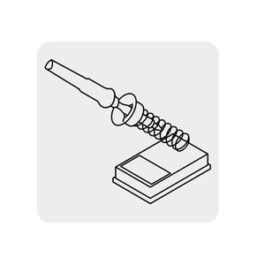 Base para cautín plástica con soporte metálico y esponja limpiadora de puntas. - TRUPER