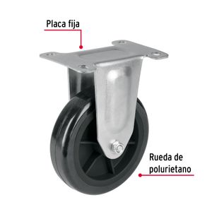 Garrucha de 5" (125 mm) para cargas de hasta 150 kg con placa fija de acero galvanizado. - FIERO