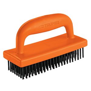 Cepillo de alambre de acero con cerdas expuestas de 2,7 cm de alto y mango de polipropileno. - TRUPER