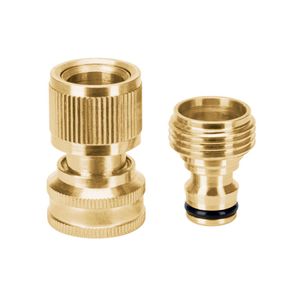 Conector rápido 3/4" de latón sólido de Sistema click manguera-accesorio + empaque antifuga. - TRUPER