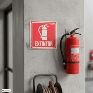 Letrero de señalización "EXTINTOR" de poliestireno de 19 x 19 cm con 1 mm de espesor. - TRUPER