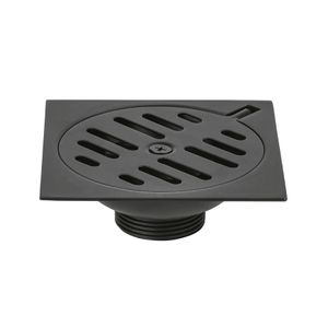 Rejilla cuadrada metálica de 4" x 4" color negro con sello hidráulico anti olores. - FOSET