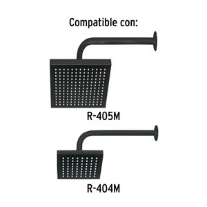 Brazo recto para regadera de 30 cm de acabado negro mate con embellecedor. - FOSET