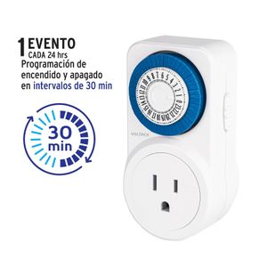 Temporizador analógico de 1 evento cada 24 horas con intervalos de 30 min. - VOLTECK
