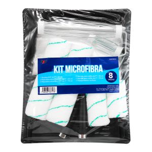Kit de 8 piezas para pintor con bandeja, rodillos de microfibra y plástico protector. - BYP