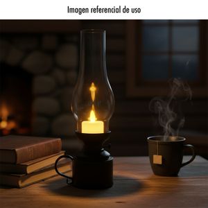 Linterna LED con estilo antiguo tipo vela, con asa y funcionamiento a pilas. - KOLE IMPORTS