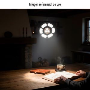 Luz LED colgante MAGNÉTICA de 21 bombillas, forma circular, color negro. - ORGILL