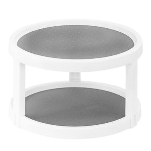 Organizador de cocina GIRATORIO 2 niveles blanco con gris, de 25 x 15,5 x 25 cm. - EXCELLENT HOUSEWARE