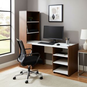 Escritorio plegable "Monarca" con librero y subdivisiones. - MUEBLE FACIL