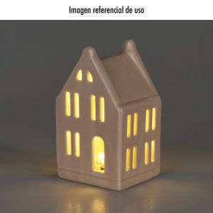 Juego de 3 casas de porcelana con luz LED. - ORGILL