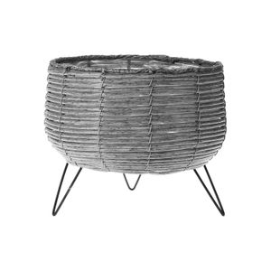 Maceta con SOPORTE metálico, en color gris, hecho de plástico. - ORGILL