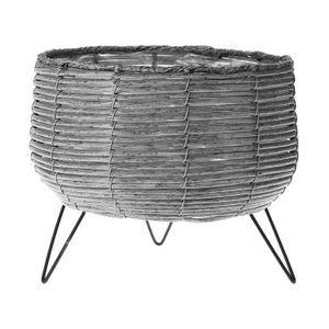 Maceta con SOPORTE metálico, en color gris, hecho de plástico. - ORGILL