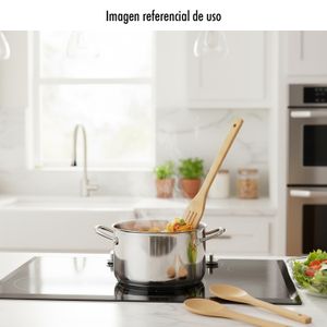 Set de 4 utensilios de bambú con porta utensilios redondo de mesa. - EXCELLENT HOUSEWARE