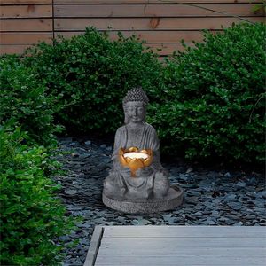 Luz solar en figura de Buda, hecho de polystone, color gris. - ORGILL