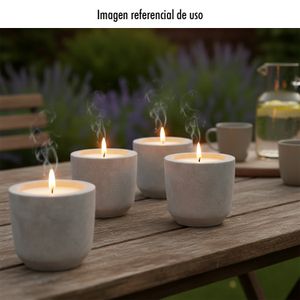 Juego de 4 velas de citronella en macetas de cemento. - ORGILL