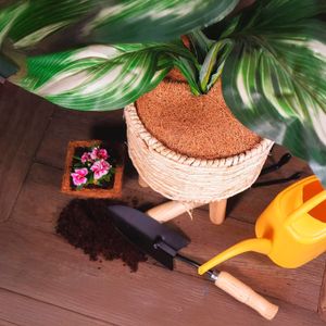 Protector de plantas hechas de coco, diámetro de 35cm, color café, 3 piezas. - PRO GARDEN