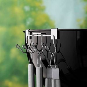 Soporte curvo para utensillos de PARRILLAS, de acero cromado, 4 ganchos, de 18 cm. - ORGILL