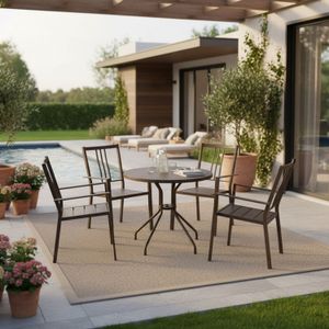 Juego de mesa con sillas con estructura de acero y apliques plásticos. - ORGILL