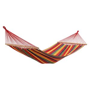 Hamaca coloridad de 200 x 80 cm de lona con palos de madera y sujetadores de cuerda. - K HOME