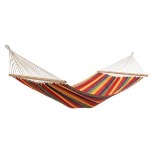 Hamaca coloridad de 200 x 80 cm con palos de madera y sujetadores de cuerda. - K HOME