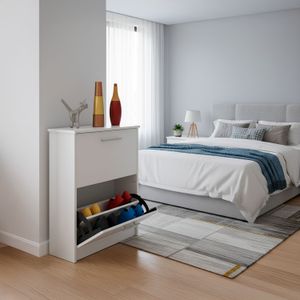 Zapatera Simple Blanco 80X61X25Cm - MUEBLE FACIL