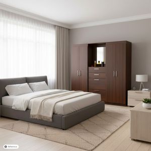 Armario 4P Wengue C/Espej 2 Cajas - MUEBLE FACIL