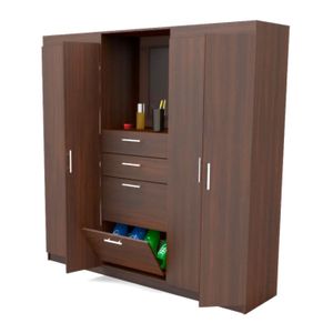 Armario 4P Wengue C/Espej 2 Cajas - MUEBLE FACIL
