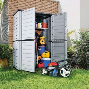 Bodega plástica multiusos para jardín, de 155 x 90 x 220 cm Gris. - RIMAX