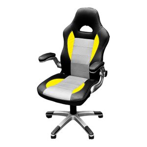 Silla de oficina tipo GAMER, hecha de cuero, esponja y nylon. uenta con apoya brazos y ruedas. - MAY'S