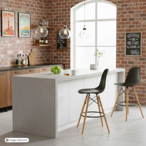 Silla de bar color negro con diseño "EIFFEL" y patas de madera. - K HOME