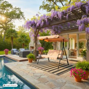 Silla mecedora para jardín con 2 puestos de malla ventilada PREMIUM. - K HOME