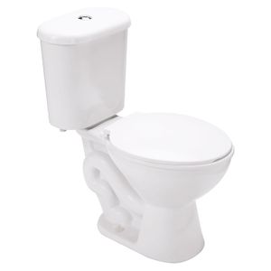 Inodoro ANDES redondo push superior con asiento blanco. - EDESA