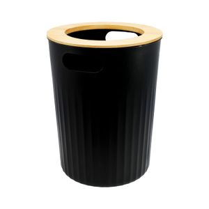 Basurero negro CIRCULAR con tapa con agujero de BAMBOO. - K HOME