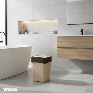 Tacho Ratan Vaiven Slim de 25 lts con tapa removible tipo vaiven y protección UV color beige. - CASA PICA