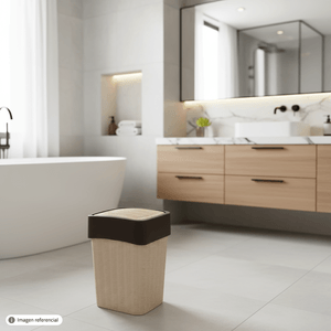 Tacho Ratan Vaiven Slim de 10 lts con tapa removible y protección UV color beige. - CASA PICA