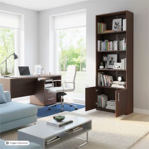 Biblioteca de melaminico con puertas de 183 cm x 60 cm x 25 cm - MUEBLE FACIL